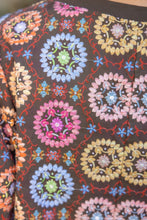 Load image into Gallery viewer, VOY Floral Embroidered Print Bubble Sleeve Top in Brown

