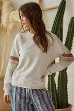 Load image into Gallery viewer, LovLov Terry Knit Sweatshirt with Multi Color Retro Stripes in Oatmeal
