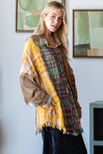 Load image into Gallery viewer, Oli &amp; Hali Waffle Knit and Plaid Print Button Down Top in Mocha
