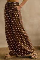 So Me Polka Dot Waist Elastic Wide Leg Pants In Brown/White