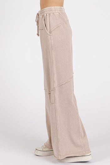 Mittoshop Mineral Washed Pants with Asymmetric Seams in Tan