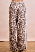 BiBi Leopard Print French Terry with Lace Side Pants in Leopard