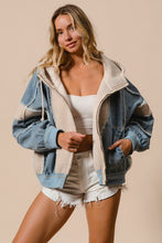 Load image into Gallery viewer, BiBi OVERSIZED Washed Denim and Fleece Mixed Jacket in Denim/Oatmeal
