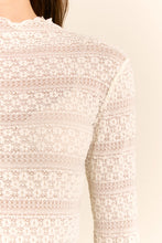 Load image into Gallery viewer, Davi &amp; Dani Striped Lace Mesh Top in Cream
