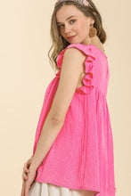Load image into Gallery viewer, Umgee Snow Washed Pleated Detail Top in Hot Pink Shirts &amp; Tops Umgee   
