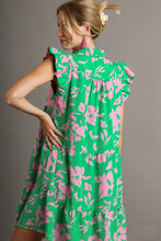 Load image into Gallery viewer, Umgee Floral Print Collar Tiered Dress in Green Mix ON ORDER Dress Umgee   
