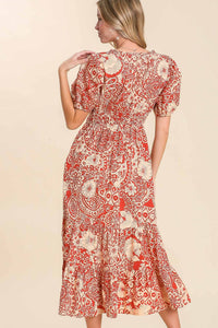 Umgee Abstract Floral Print Maxi Dress in Clay Dress Umgee   