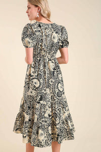 Umgee Abstract Floral Print Maxi Dress in Black Dress Umgee   