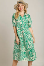 Load image into Gallery viewer, Umgee Printed Midi Dress in Green Dress Umgee   
