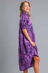 Umgee Printed Midi Dress in Eggplant Dress Umgee   