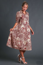 Load image into Gallery viewer, Umgee Printed Midi Dress in Sangria Dress Umgee   
