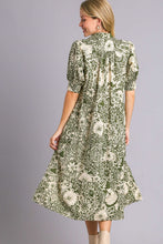 Load image into Gallery viewer, Umgee Printed Midi Dress in Olive Dress Umgee   
