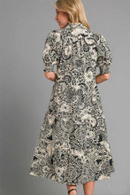 Load image into Gallery viewer, Umgee Printed Midi Dress in Black Dress Umgee   

