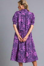 Load image into Gallery viewer, Umgee Printed Midi Dress in Eggplant Dress Umgee   
