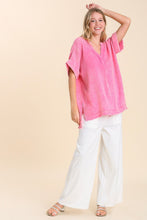 Load image into Gallery viewer, Umgee Mineral Wash Gauze Fabric Tunic Top in Bubblegum Top Umgee   
