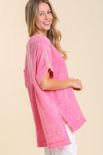 Load image into Gallery viewer, Umgee Mineral Wash Gauze Fabric Tunic Top in Bubblegum Top Umgee   

