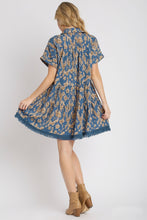 Load image into Gallery viewer, Umgee Animal Print Tiered Dress in Slate Blue Dresses Umgee   
