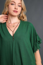 Load image into Gallery viewer, Umgee Ruffled Tunic Top in Hunter Green Shirts &amp; Tops Umgee   
