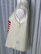 POL Ribbed Knit American Flag Patched Top in Cream