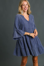 Load image into Gallery viewer, Umgee Cotton Gauze Tiered Babydoll Dress in Navy Dress Umgee   
