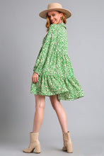 Load image into Gallery viewer, Umgee Two Toned Printed Mini Dress in Green Mix Dresses Umgee   
