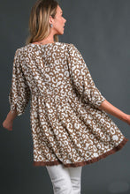 Load image into Gallery viewer, Umgee Textured Animal Print Tiered Top in Mocha Shirts &amp; Tops Umgee   
