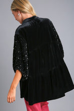 Load image into Gallery viewer, Umgee Velvet Tunic Dress with Sequin Contrast in Black Dresses Umgee   
