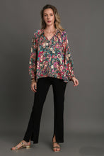 Load image into Gallery viewer, Umgee Satin Paisley Print Top in Teal Green Shirts &amp; Tops Umgee   
