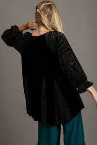Umgee Velvet Top with Small Stud Details in Black Shirts & Tops Umgee   