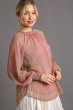 Load image into Gallery viewer, Umgee Pleated Shimmer Top in Mauve Shirts &amp; Tops Umgee   
