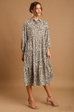 Load image into Gallery viewer, Umgee Geometric Print Button Down Midi Dress in Mocha Mix Dresses Umgee   

