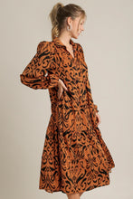Load image into Gallery viewer, Umgee Printed Tiered Maxi Dress in Camel Dress Umgee   
