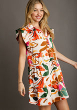 Load image into Gallery viewer, Umgee Satin Mixed Print Tiered Dress in Cream Mix Dress Umgee   
