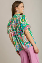 Load image into Gallery viewer, Umgee Mixed Print Top in Mint Mix Shirts &amp; Tops Umgee   

