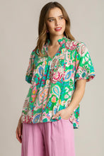 Load image into Gallery viewer, Umgee Mixed Print Top in Mint Mix Shirts &amp; Tops Umgee   
