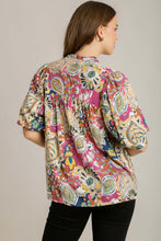 Load image into Gallery viewer, Umgee Mixed Print Top in Pink Mix Shirts &amp; Tops Umgee   
