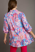 Load image into Gallery viewer, Umgee Mixed Print Button Down A-Line Shirt in Lavender Mix Shirts &amp; Tops Umgee   
