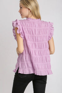 Umgee Textured Fabric Boxy Top in Lavender Shirts & Tops Umgee   