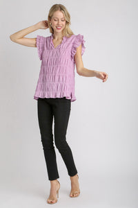 Umgee Textured Fabric Boxy Top in Lavender Shirts & Tops Umgee   