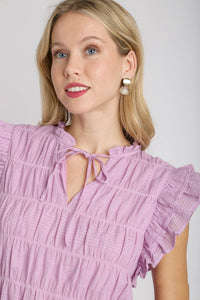 Umgee Textured Fabric Boxy Top in Lavender Shirts & Tops Umgee   