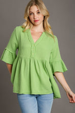 Load image into Gallery viewer, Umgee Cotton Gauze Babydoll Top in Lime Shirts &amp; Tops Umgee   
