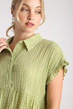 Load image into Gallery viewer, Umgee Solid Color Textured Fabric Babydoll Tunic Top in Lime ON ORDER Shirts &amp; Tops Umgee   
