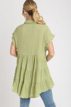 Load image into Gallery viewer, Umgee Solid Color Textured Fabric Babydoll Tunic Top in Lime ON ORDER Shirts &amp; Tops Umgee   
