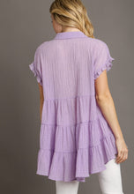 Load image into Gallery viewer, Umgee Solid Color Textured Fabric Babydoll Tunic Top in Lavender Shirts &amp; Tops Umgee   
