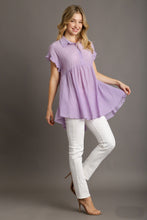 Load image into Gallery viewer, Umgee Solid Color Textured Fabric Babydoll Tunic Top in Lavender Shirts &amp; Tops Umgee   
