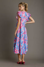 Load image into Gallery viewer, Umgee Abstract Print Tiered Midi Dress in Pink Mix Dress Umgee   
