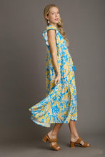 Load image into Gallery viewer, Umgee Abstract Print Tiered Midi Dress in Lemonade Mix Dress Umgee   
