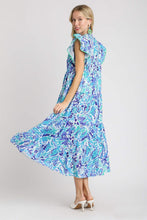 Load image into Gallery viewer, Umgee Abstract Print Tiered Midi Dress in Purple Mix Dress Umgee   
