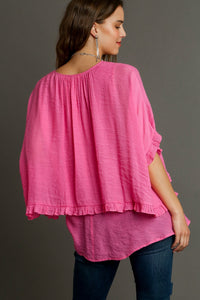 Umgee Layered Tunic Top in Bubble Pink Shirts & Tops Umgee   