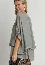 Load image into Gallery viewer, Umgee Layered Tunic Top in Cool Grey Shirts &amp; Tops Umgee   
